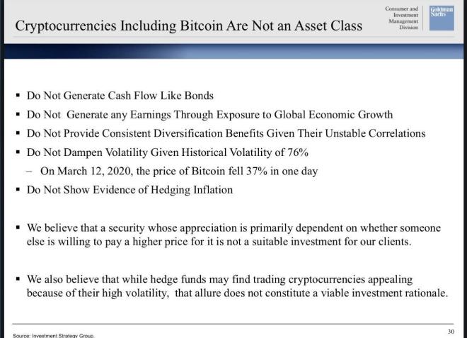 Présentation des pièces de la crypte de Goldman Sachs à ses clients