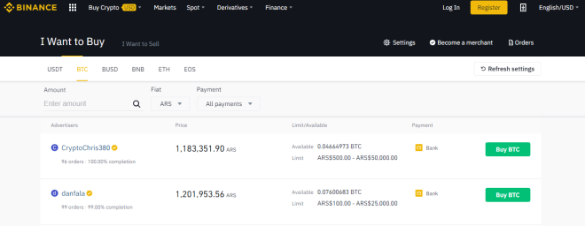 Il est très facile d'échanger de l'argent liquide contre des bitcoins grâce à la plateforme P2P de Binance.